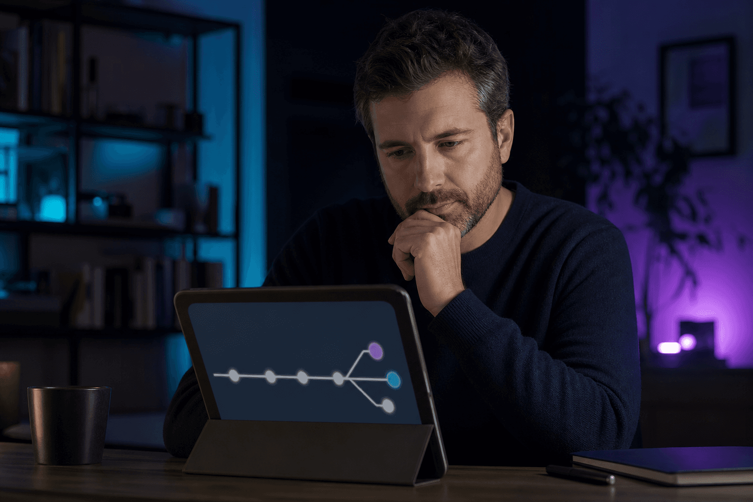 A person reviewing a credit-history timeline